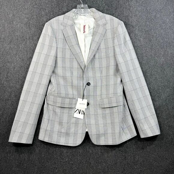 Zara Jackets & Blazers - Zara Blazer Women's 40 Gray Plaid 4 Way Stretch Double Breasted